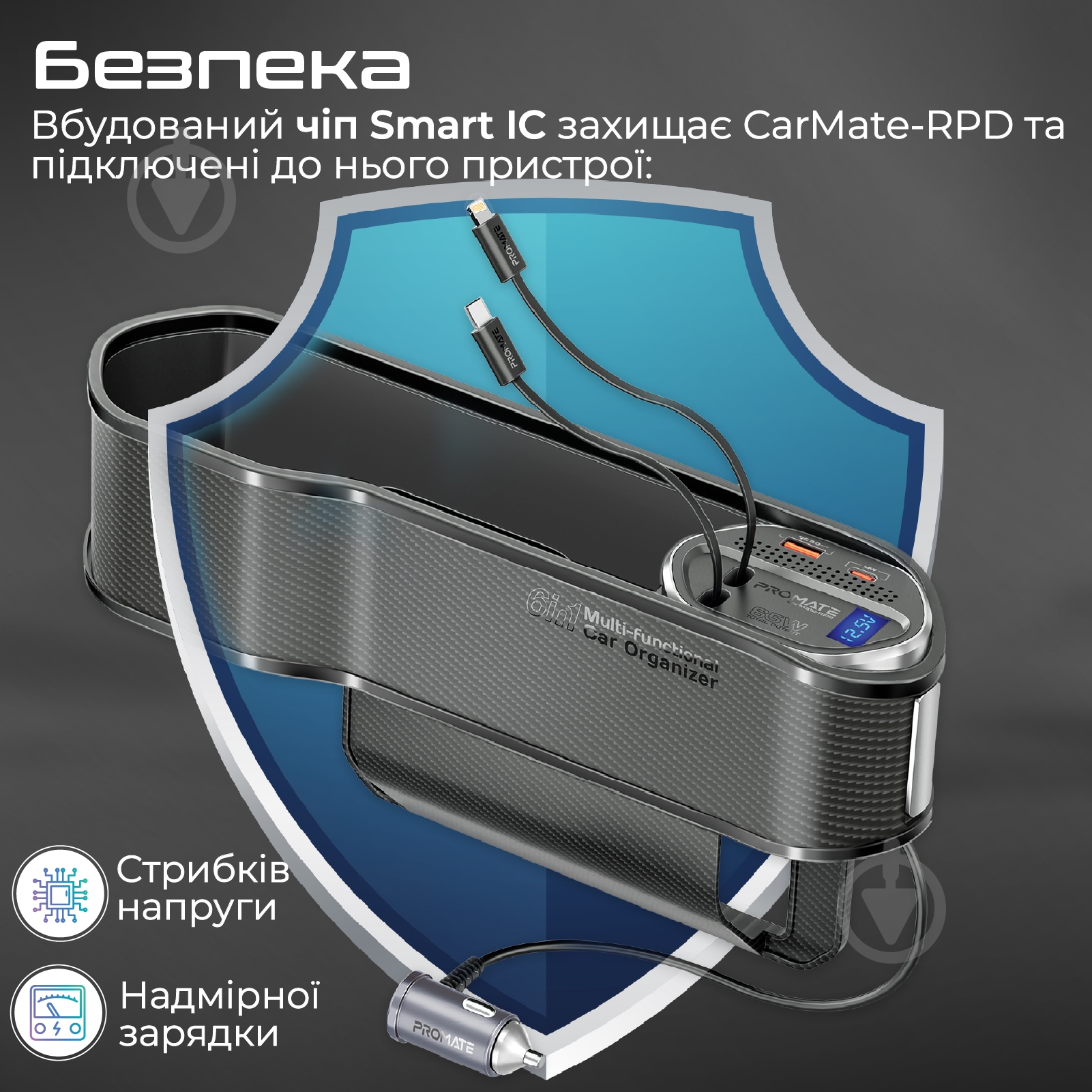 Автомобільний зарядний пристрій Promate CarMate-RPD - фото 6 Автомобільний зарядний пристрій Promate CarMate-RPD - фото 6
