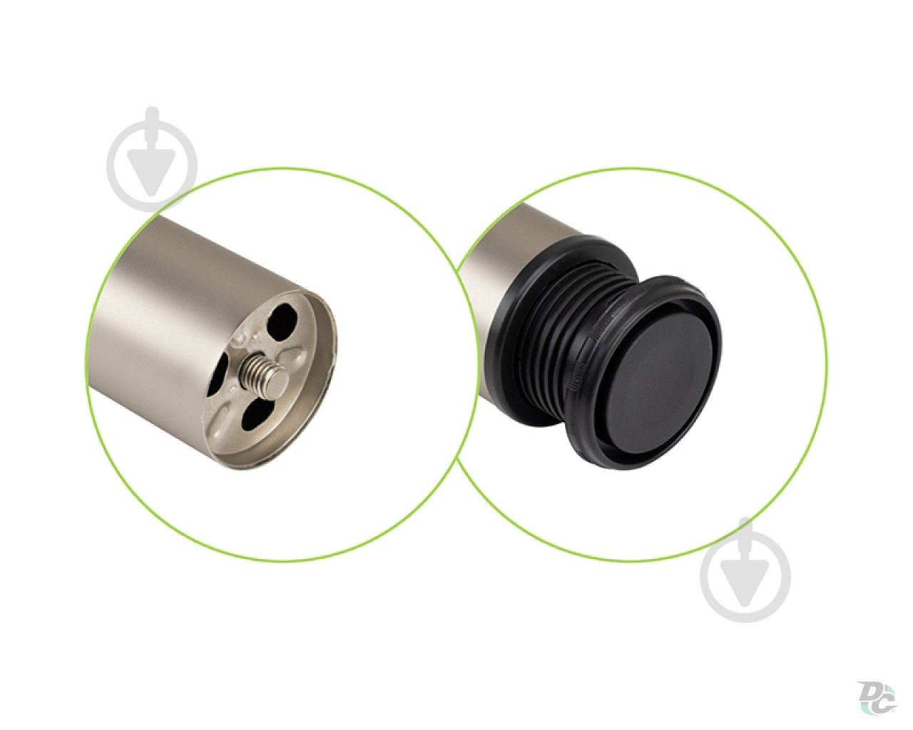 Меблева ніжка DC комплект 4 шт d60x710 мм для столу нікель (сатин) з верхньою сталевою кріпильною пластиною - фото 3