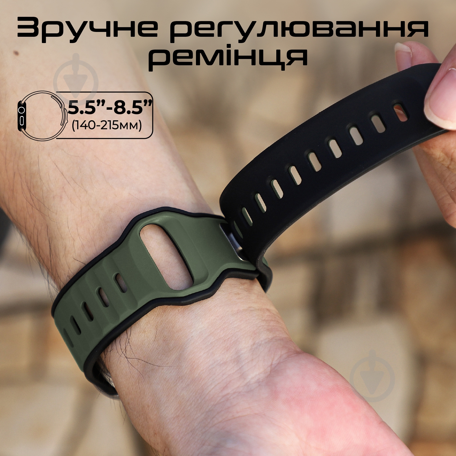Ремінець Promate для Apple Watch 42/44/45/49 мм SiliBand-DC midnight green (siliband-dc.midnightgreen) - фото 4