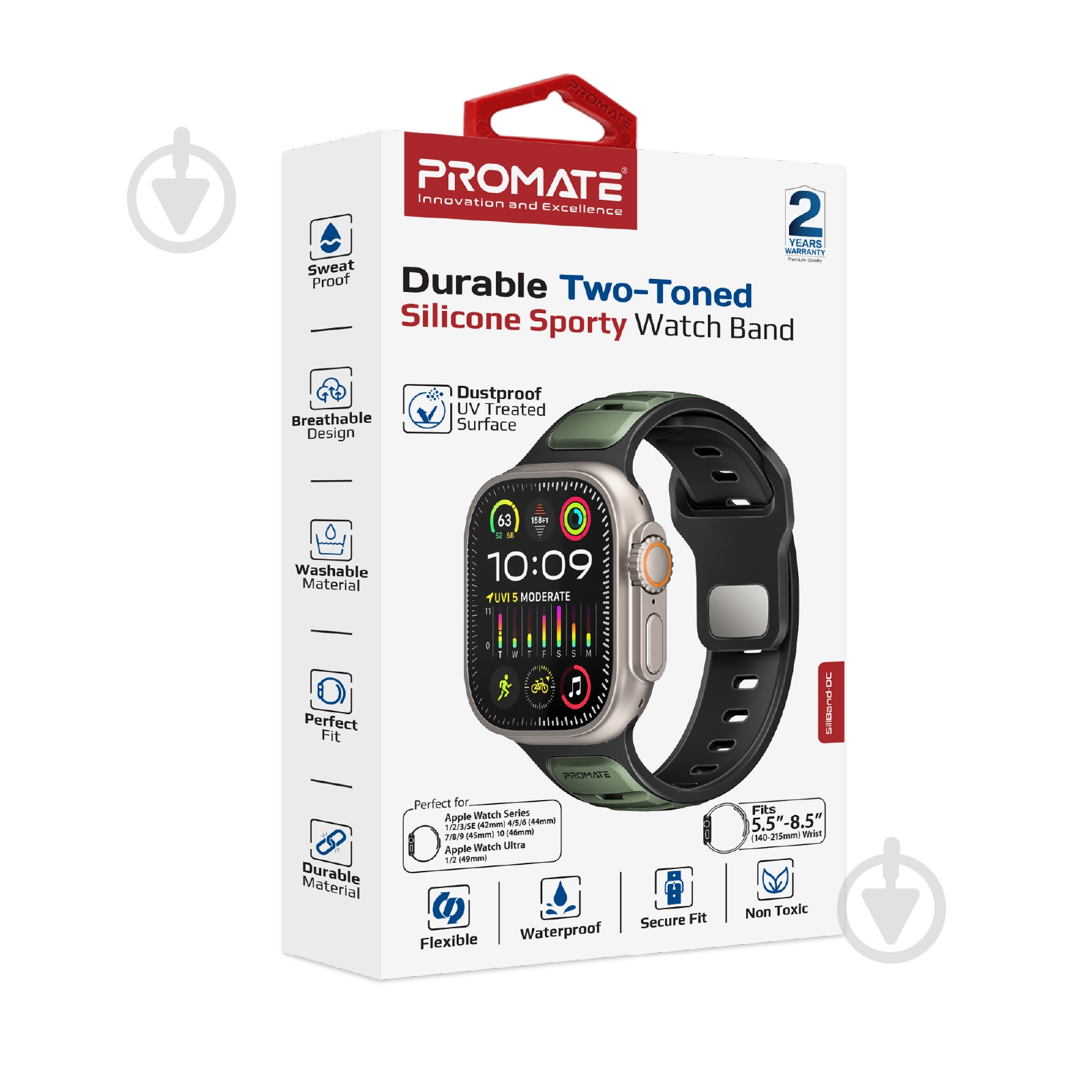 Ремінець Promate для Apple Watch 42/44/45/49 мм SiliBand-DC midnight green (siliband-dc.midnightgreen) - фото 7