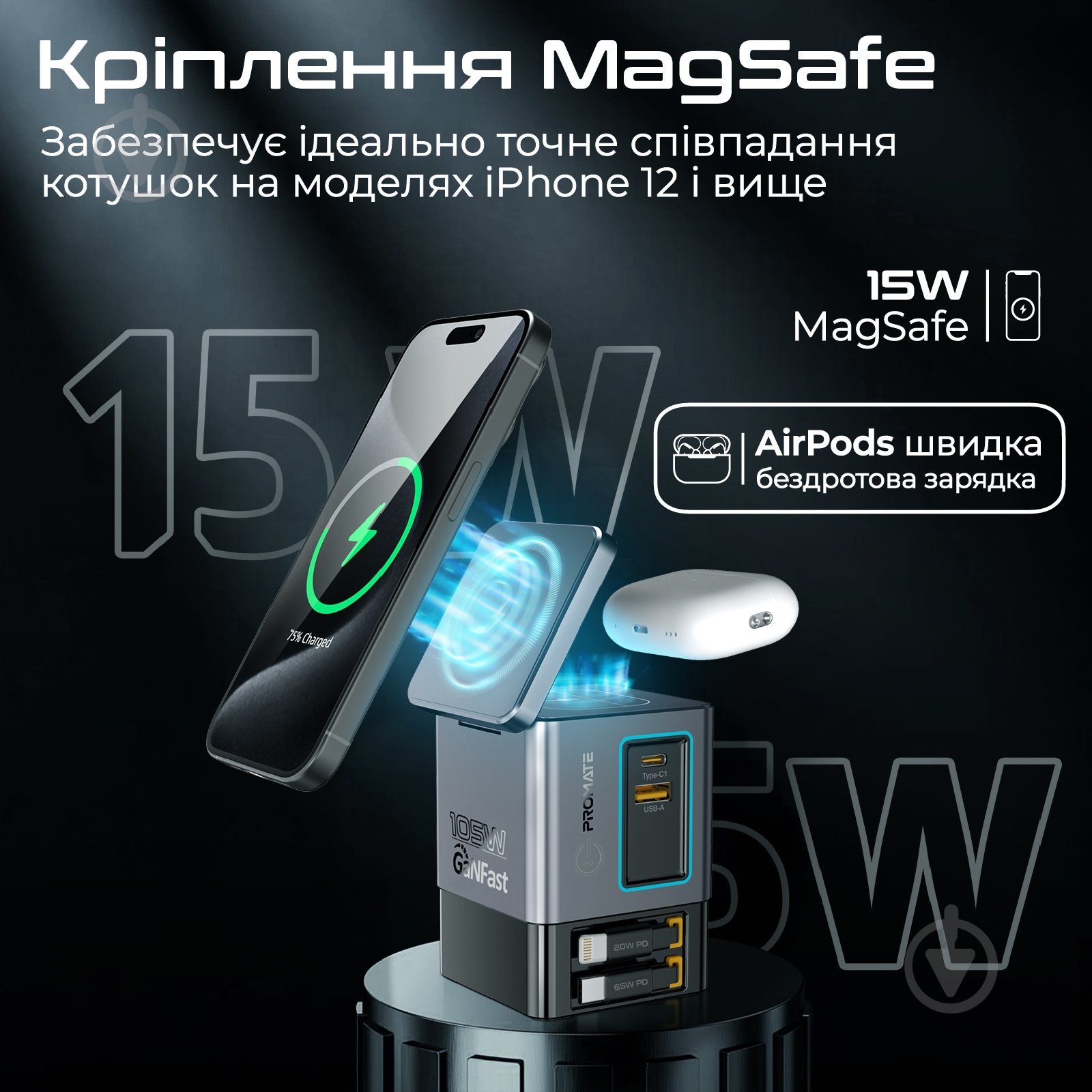 Зарядна станція Promate PowerSync-105 - фото 4