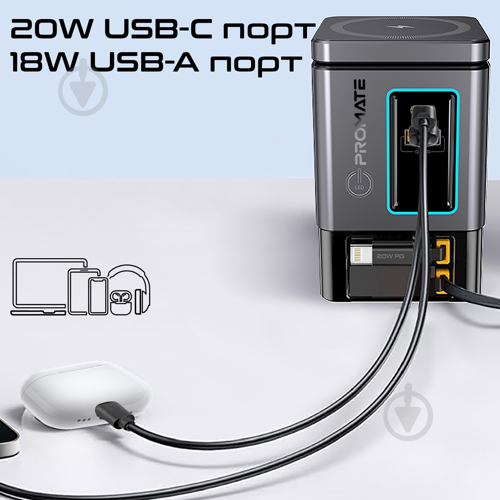 Зарядна станція Promate PowerSync-105 - фото 6