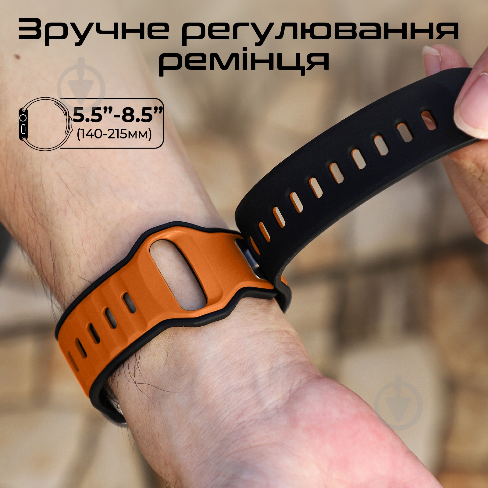 Ремінець Promate для Apple Watch 42/44/45/49 мм SiliBand-DC orange (siliband-dc.orange) - фото 4
