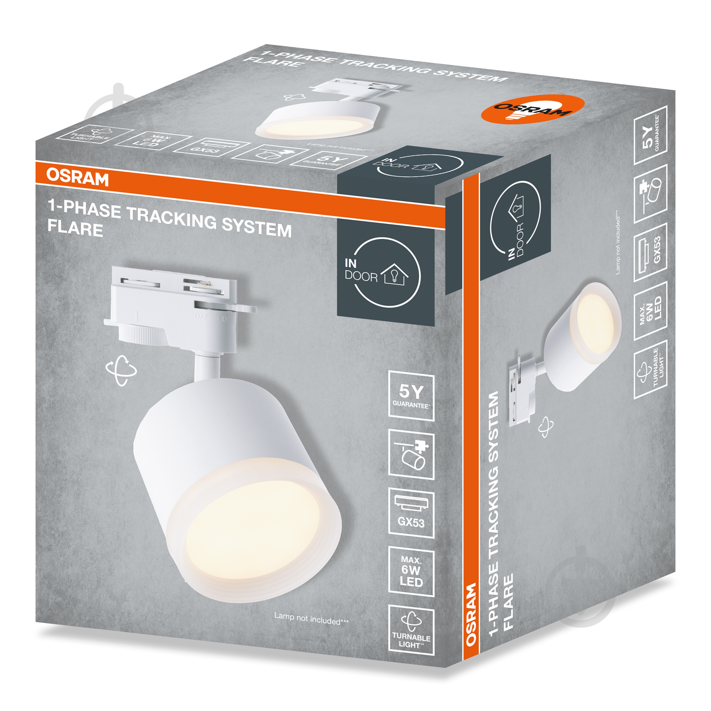 Трековий світильник Osram TRACK SPOT FLARE GX53 білий - фото 2 Трековий світильник Osram TRACK SPOT FLARE GX53 білий - фото 2