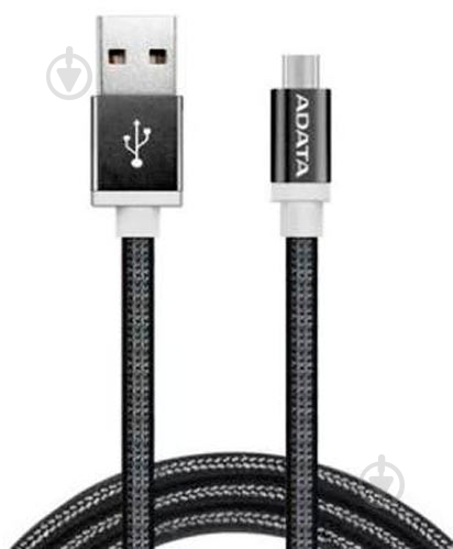 Дата-кабель ADATA USB – microUSB 1 м черный (AMUCAL-100CMK-CBK) - фото 1