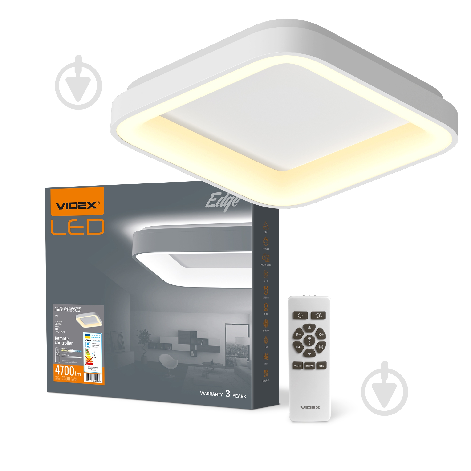 Люстра потолочная Videx 72 Вт LED-модуль белый 27664 - фото 1 Люстра потолочная Videx 72 Вт LED-модуль белый 27664 - фото 1