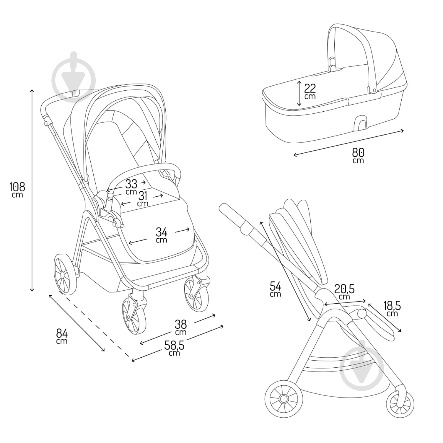 Коляска универсальная 2 в 1 MoMi GISELLE gray - фото 4