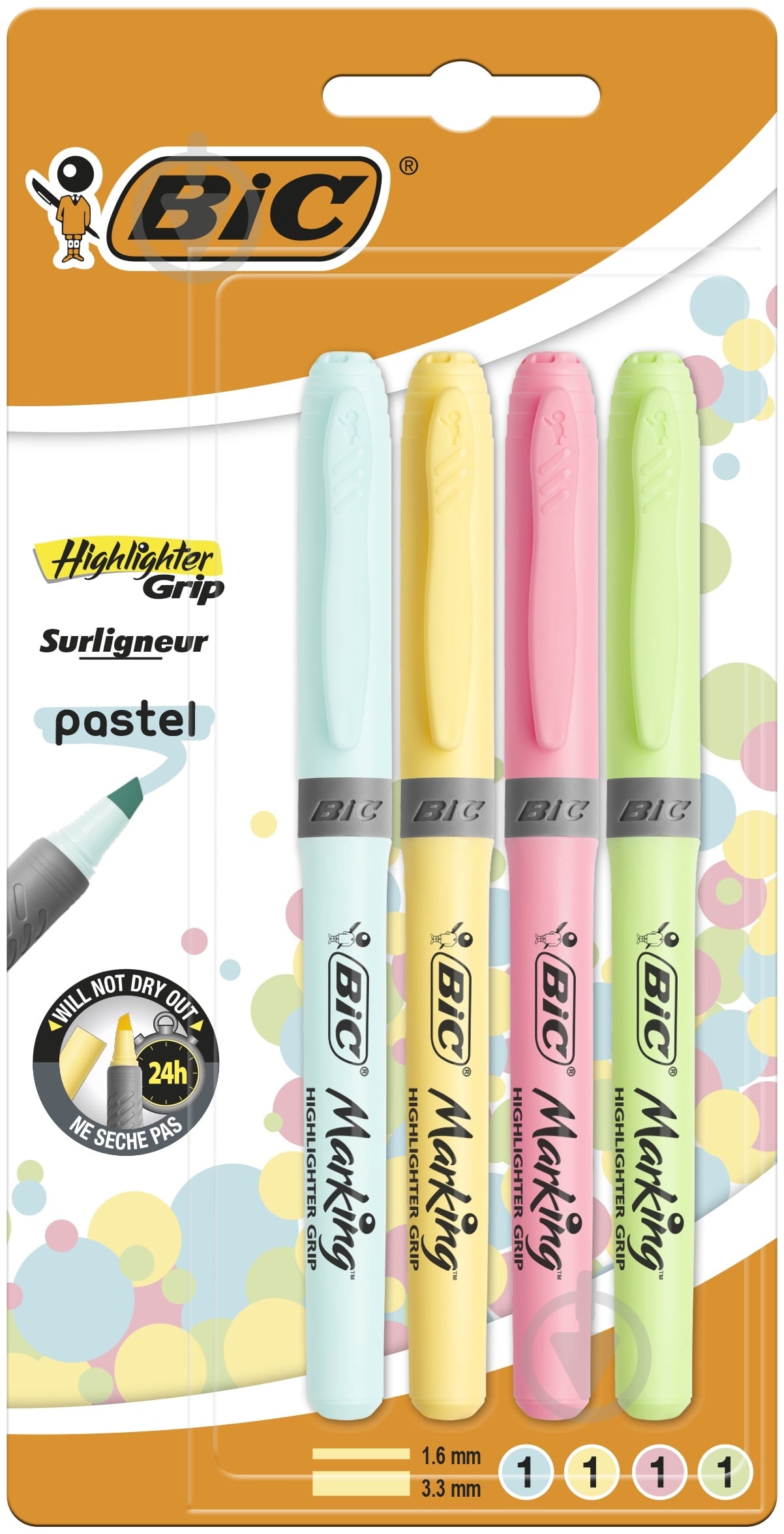 Маркер перманентный BIC Pastel 1,6-3,3 мм 4 шт. - фото 1
