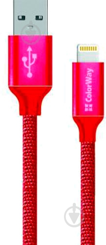 Дата-кабель ColorWay Lightning – USB 1 м красный (CW-CBUL004-RD) - фото 1