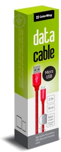 Дата-кабель ColorWay USB – microUSB 1 м красный (CW-CBUM002-RD) - фото 2
