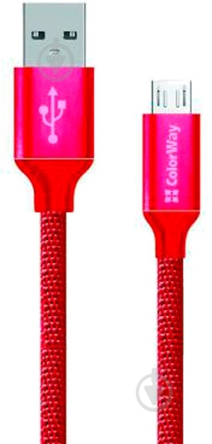 Дата-кабель ColorWay USB – microUSB 1 м красный (CW-CBUM002-RD) - фото 1