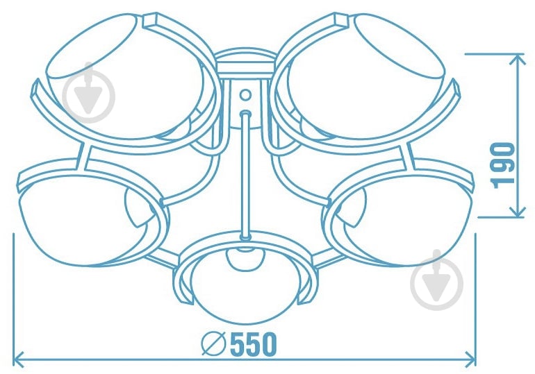 Люстра стельова Victoria Lighting 5xE14 хром/венге Odeon/PL5 walnut - фото 3