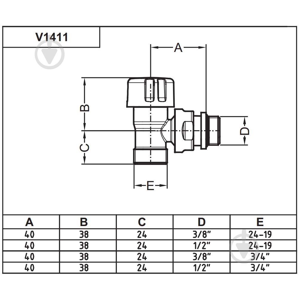 Клапан термостатический Carlo Poletti 1/2" х 24-19 black matte V141111EFS9005O - фото 3