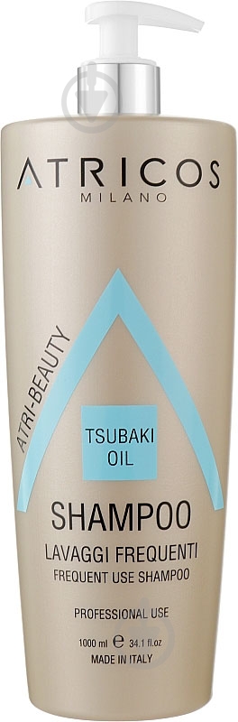Шампунь ATRICOS профессиональный для ежедневного использования с маслом Tsubaki 1000 мл - фото 1 Шампунь ATRICOS профессиональный для ежедневного использования с маслом Tsubaki 1000 мл - фото 1