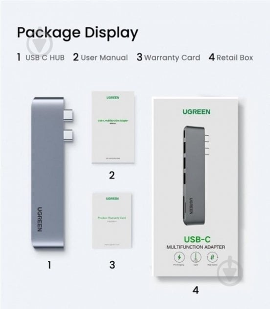 USB-хаб UGREEN CM251 2xUSB-C to 3xUSB3.0-A+SD+TF+PD Multifunction Adapter Aluminum Shell Gray (60560) - фото 7 USB-хаб UGREEN CM251 2xUSB-C to 3xUSB3.0-A+SD+TF+PD Multifunction Adapter Aluminum Shell Gray (60560) - фото 7