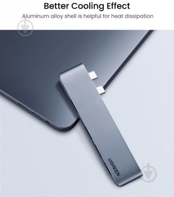 USB-хаб UGREEN CM251 2xUSB-C to 3xUSB3.0-A+SD+TF+PD Multifunction Adapter Aluminum Shell Gray (60560) - фото 6 USB-хаб UGREEN CM251 2xUSB-C to 3xUSB3.0-A+SD+TF+PD Multifunction Adapter Aluminum Shell Gray (60560) - фото 6