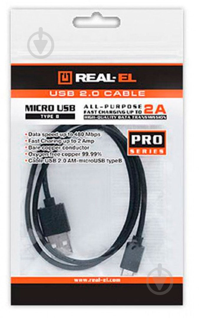 Дата-кабель Real-el USB – microUSB 2 м чорний (EL123500025) - фото 3 Дата-кабель Real-el USB – microUSB 2 м чорний (EL123500025) - фото 3