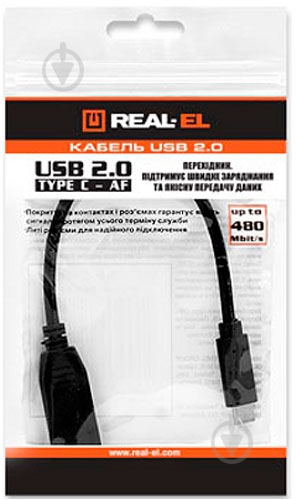 Дата-кабель Real-el USB OTG 0,1 м черный (EL123500030) - фото 2