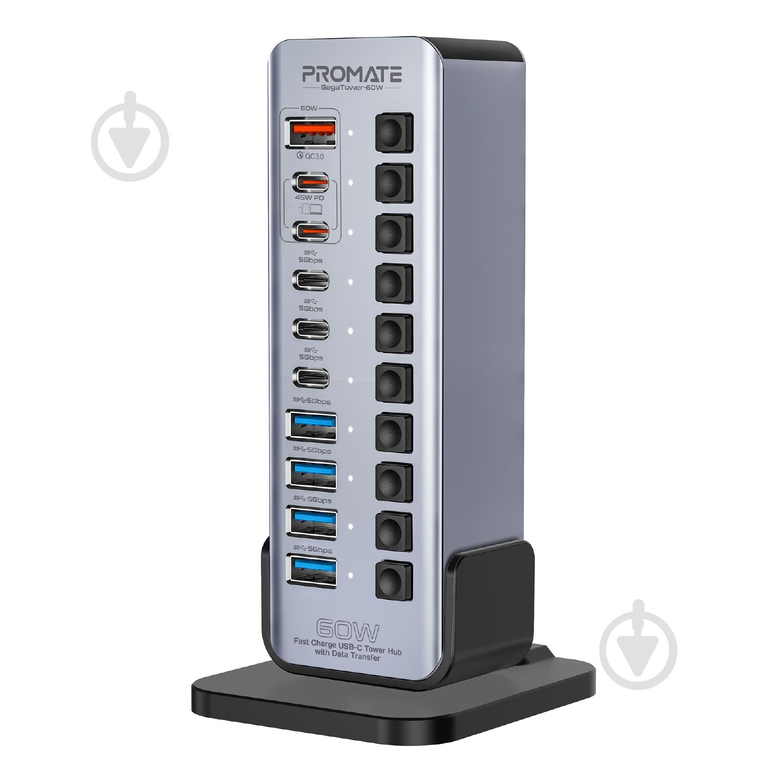 USB-хаб Promate GegaTower-60W - фото 1 USB-хаб Promate GegaTower-60W - фото 1