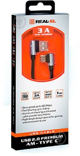 Дата-кабель Real-el Type-C – USB 2.0 1 м черный (EL123500032) - фото 4 Дата-кабель Real-el Type-C – USB 2.0 1 м черный (EL123500032) - фото 4