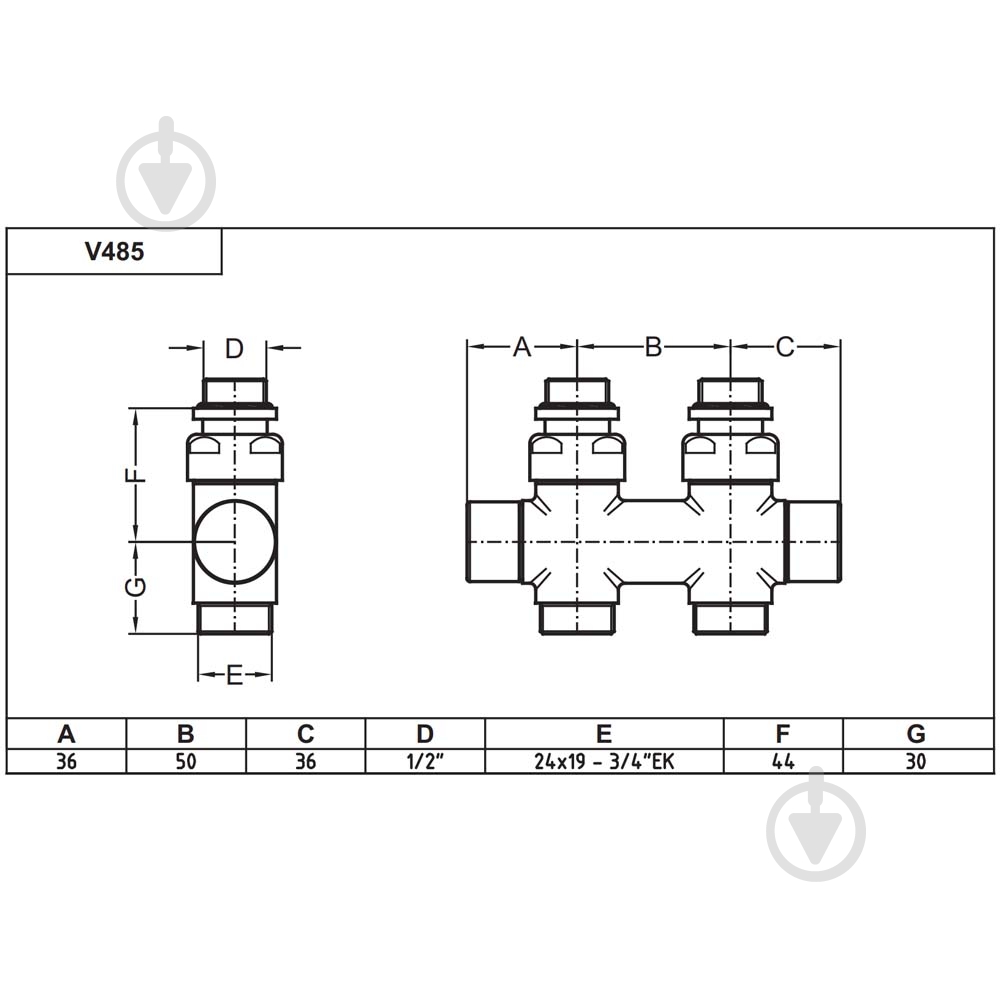Кран-термостат Carlo Poletti Twin 1/2" З x 3/4" EK 50 мм хром V48510BSB - фото 2 Кран-термостат Carlo Poletti Twin 1/2" З x 3/4" EK 50 мм хром V48510BSB - фото 2