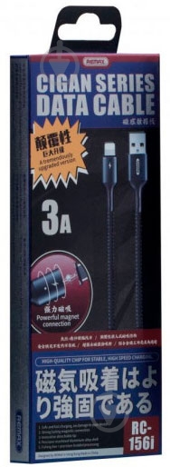 Дата-кабель Remax Lightning – USB 1 м черный (RC-156I-BLACK) - фото 2