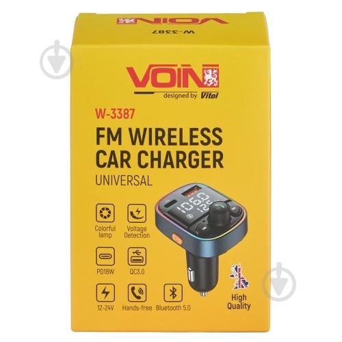 FM-трансмиттер Voin 1 USB QC3.0 (W-3387) - фото 4