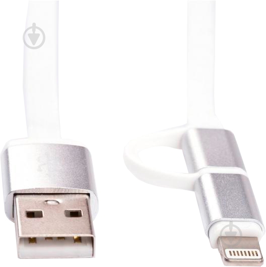 Дата-кабель Vinga USB 2.0 AM – Lightning/micro 5P 1 м белый (USBAMMICRO&Lightning-1.0) - фото 2