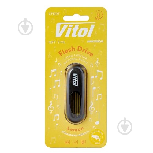 Ароматизатор на дефлектор Vitol Flash Drive Lemon 3 мл - фото 1