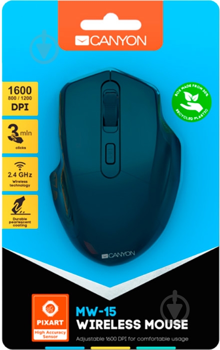 Мышь Canyon MW-1 Wireless Dark Blue (CNE-CMSW15DB) - фото 6