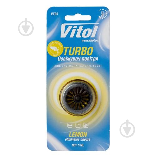 Ароматизатор на дефлектор Vitol Turbo Lemon 4 мл - фото 1