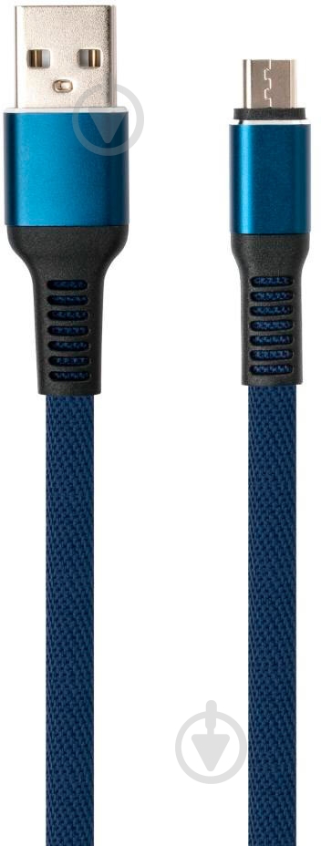 Дата-кабель Vinga USB 2.0 АМ – microUSB 1 м синій (VCPDCMFNB1B) - фото 1