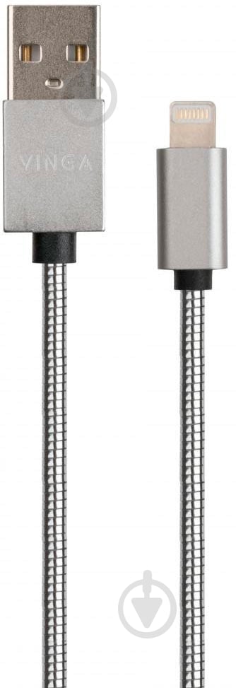Дата-кабель Vinga USB 2.0 AM – Lightning 1 м серебристый (VCPDCLSSJ1S) - фото 2