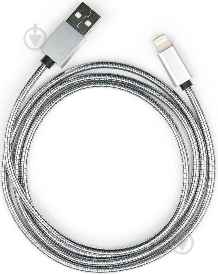 Дата-кабель Vinga USB 2.0 AM – Lightning 1 м серебристый (VCPDCLSSJ1S) - фото 1