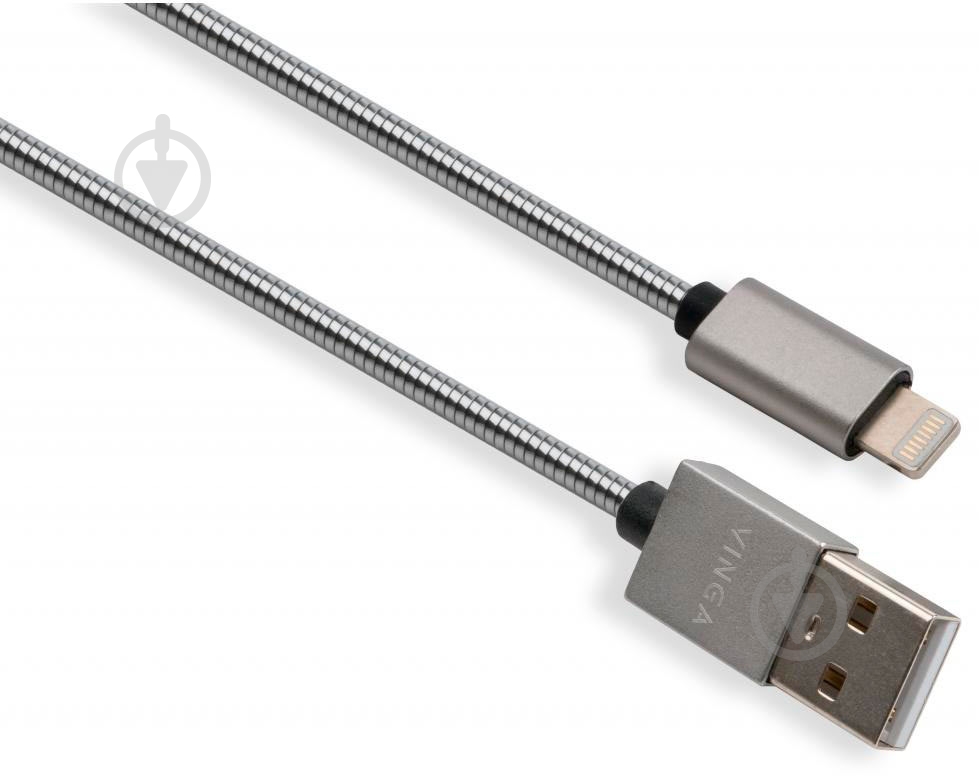 Дата-кабель Vinga USB 2.0 AM – Lightning 1 м серебристый (VCPDCLSSJ1S) - фото 4