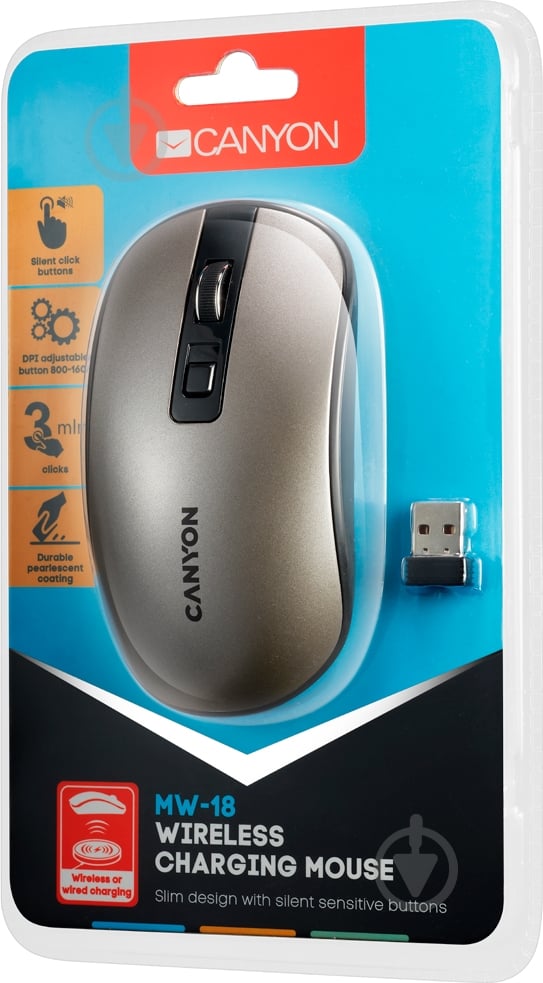 Мишка Canyon Wireless Dark Grey (CNS-CMSW18DG) grey (CNS-CMSW18DG) - фото 5
