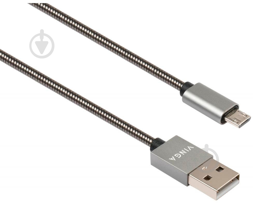 Дата-кабель Vinga USB 2.0 АМ – microUSB 1 м серебристый (VCPDCMSSJ1GR) - фото 4