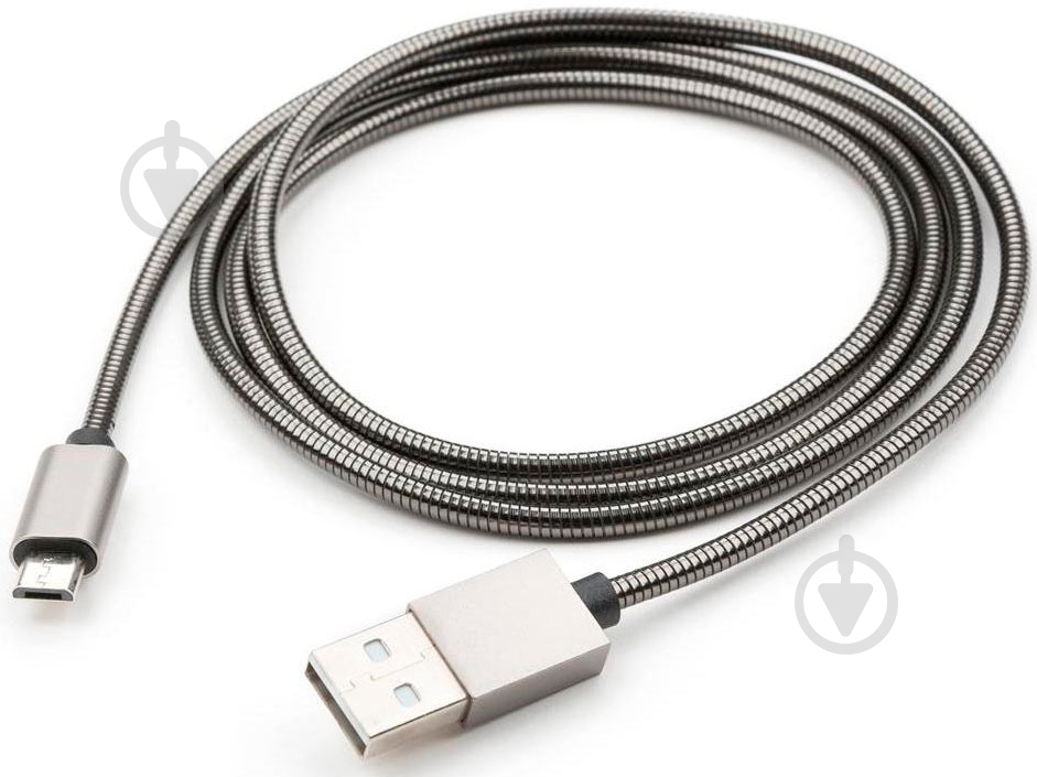 Дата-кабель Vinga USB 2.0 АМ – microUSB 1 м серебристый (VCPDCMSSJ1GR) - фото 2
