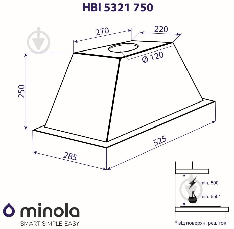 Витяжка Minola HBI 5321 WH 750 - фото 12
