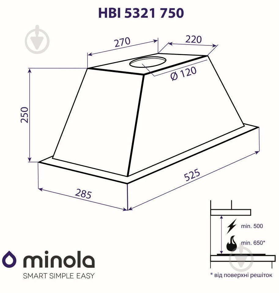 Вытяжка Minola HBI 5321 BL 750 - фото 12