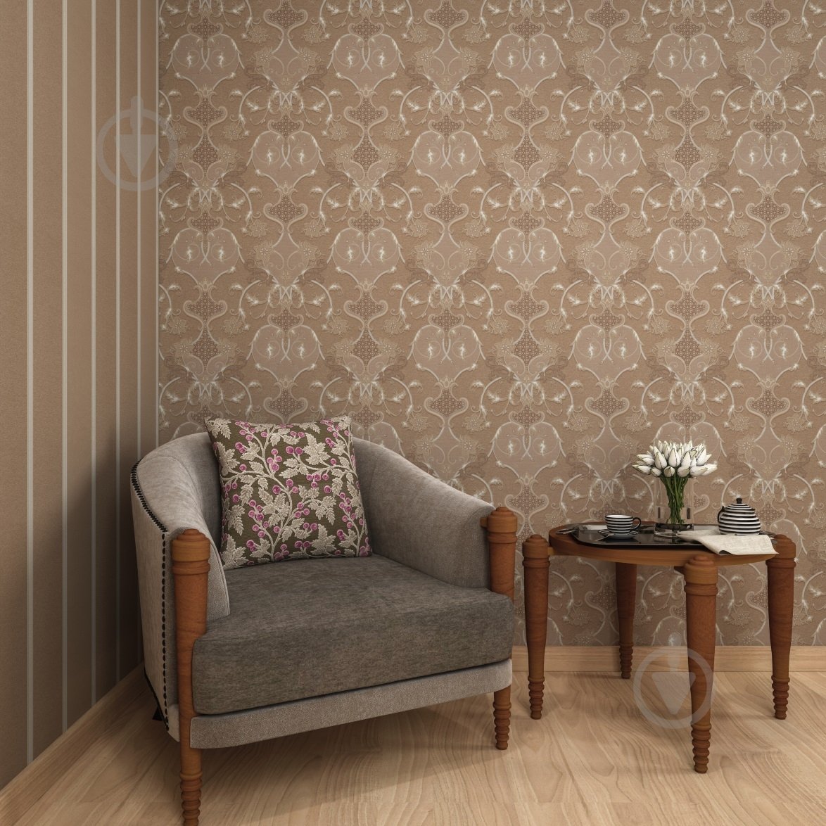 Обои виниловые горячего тиснения Vinil Флоренция декор PVIP 3-0452 1,06x10,05 м - фото 2