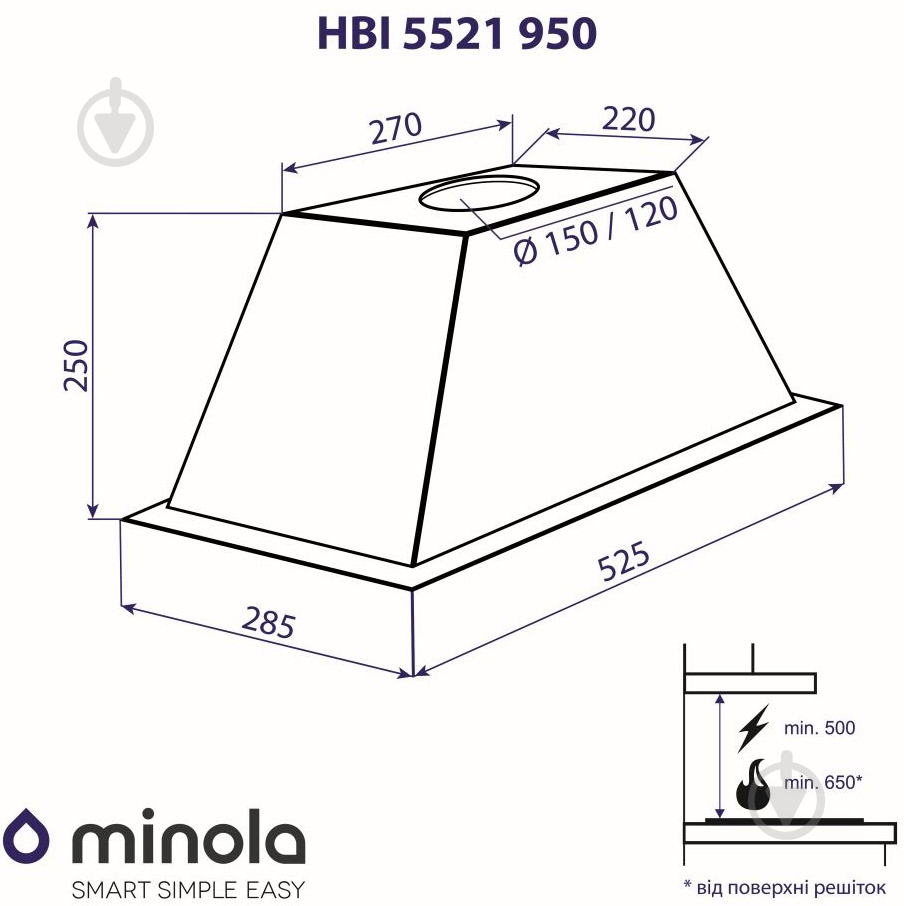 Вытяжка Minola HBI 5521 IV 950 - фото 12