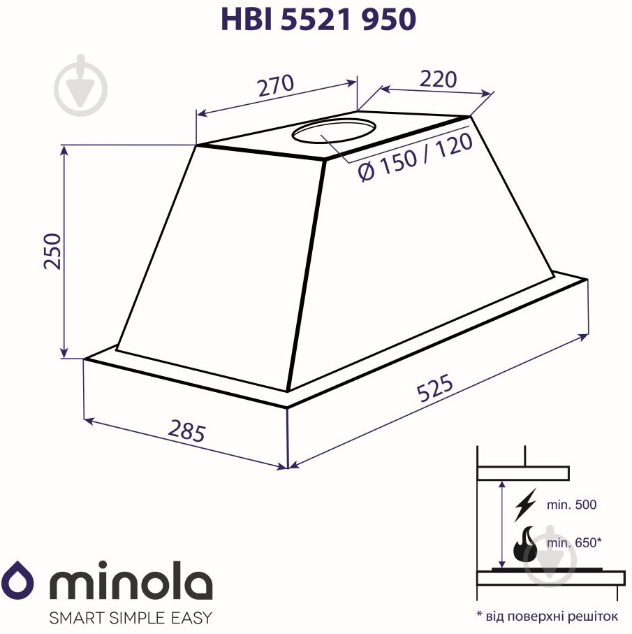 Вытяжка Minola HBI 5521 BL 950 - фото 12
