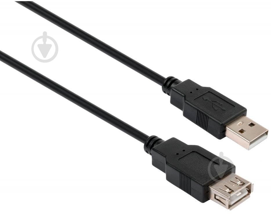 Дата-кабель Vinga USB 2.0 AM – AF 1 м черный (VCPUSBAMAF1.8BK) - фото 1