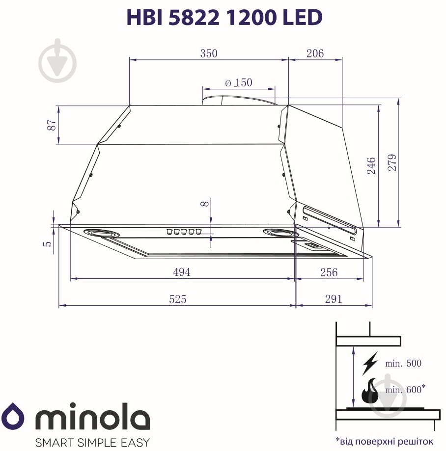 Витяжка Minola HBI 5822 I 1200 LED - фото 10
