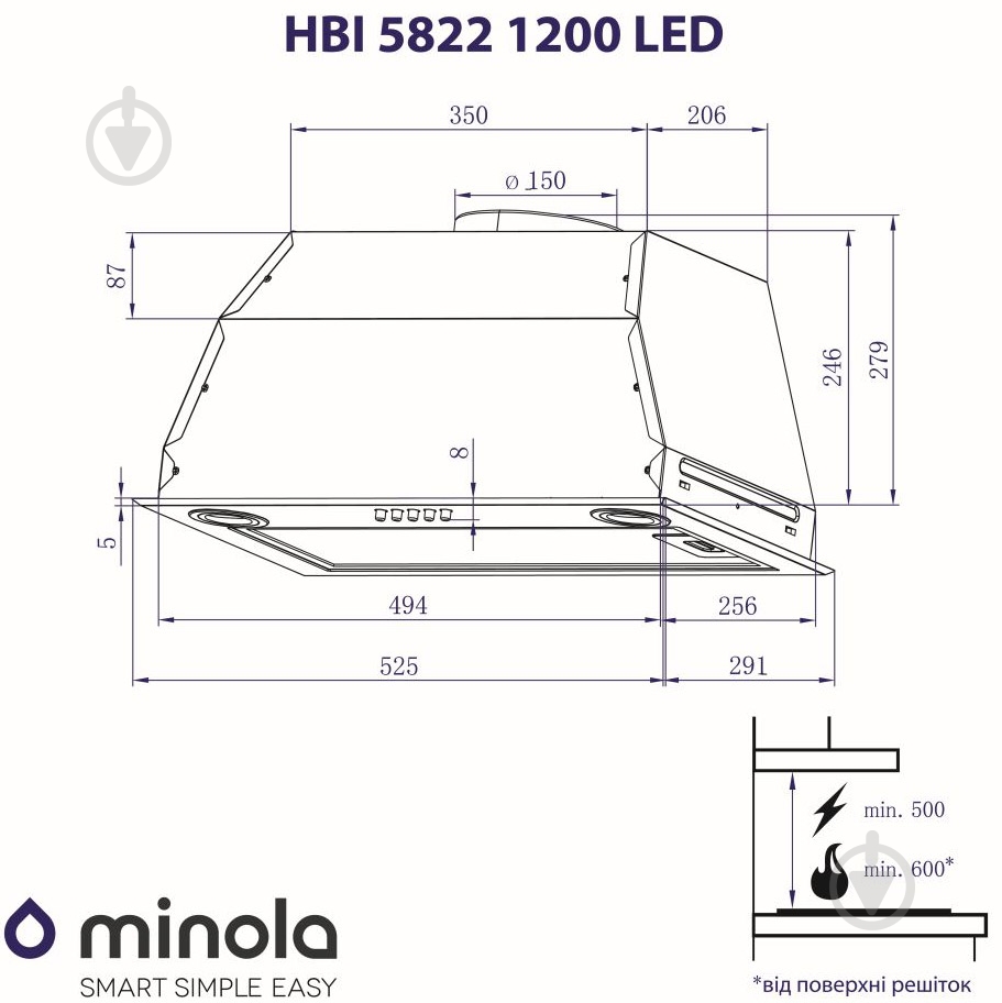 Вытяжка Minola HBI 5822 BL 1200 LED - фото 10