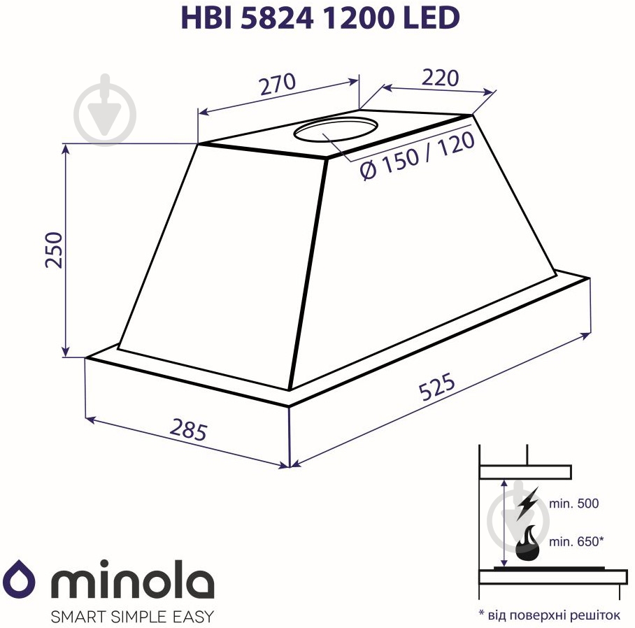 Вытяжка Minola HBI 5824 BL 1200 LED - фото 12 Вытяжка Minola HBI 5824 BL 1200 LED - фото 12