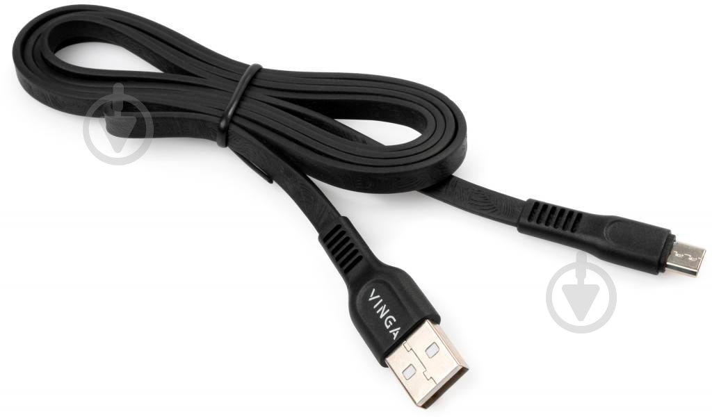 Дата-кабель Vinga USB 2.0 АМ – microUSB 1 м чорний (VCPDCMFTPE1BK) - фото 3