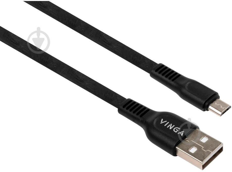 Дата-кабель Vinga USB 2.0 АМ – microUSB 1 м чорний (VCPDCMFTPE1BK) - фото 2