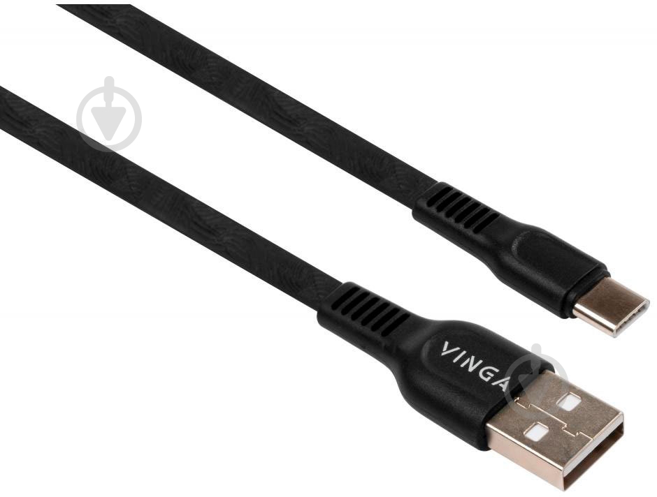 Дата-кабель Vinga USB 2.0 AM – Type-C 1 м черный (VCPDCTCFTPE1BK) - фото 1
